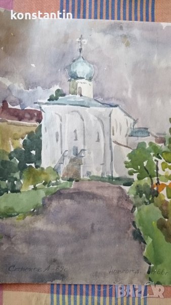 СТАР АКВАРЕЛ "ЦЪРКВА", снимка 1