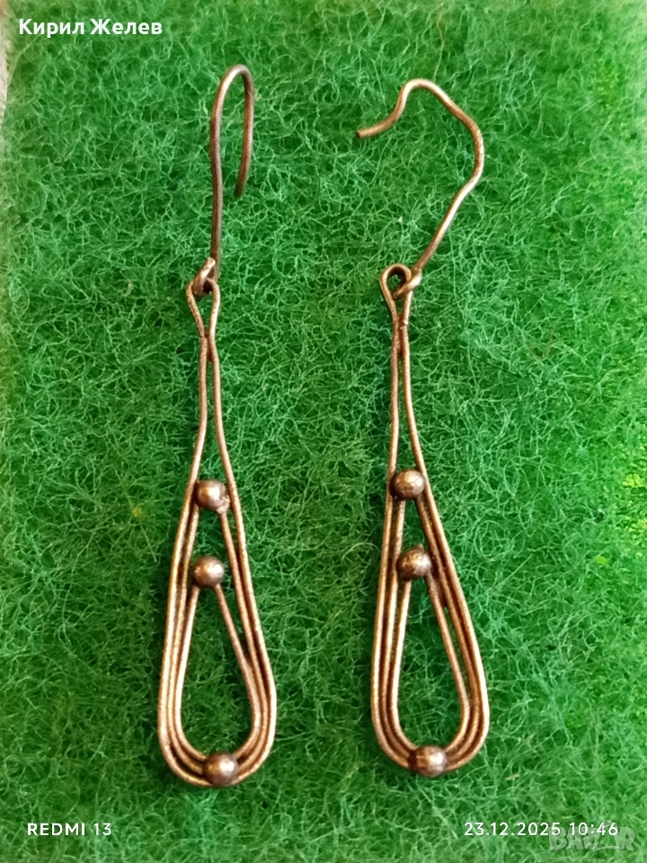 Сребърни нежни Арт обеци майсторска ръчна изработка 15511, снимка 1