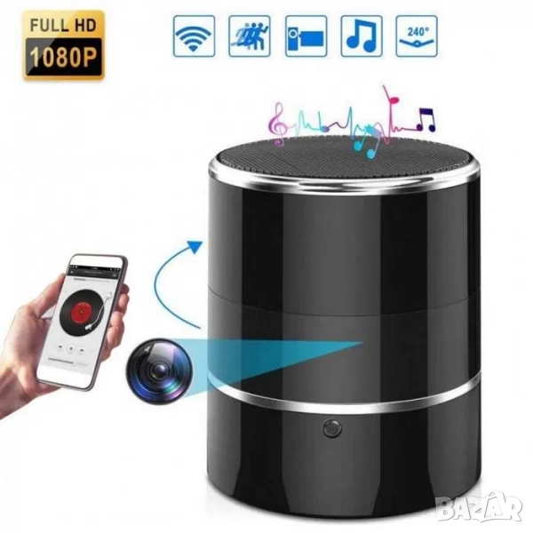 Скрита WIFI камера в Bluetooth колонка, високоговорител Full HD, снимка 1