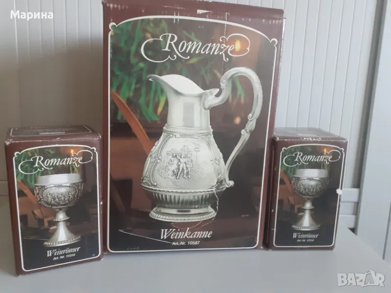 Комплект за вино от калай Antik*Vintage#69, снимка 1