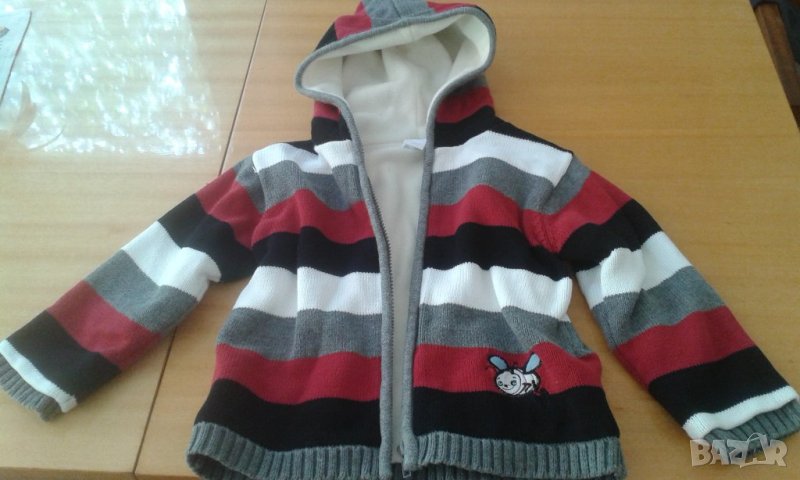Детско плетено яке с  подплата и качулка, 104, снимка 1