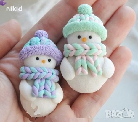 2 бр пингвин пингвинчета с шал силиконов молд форма фондан гипс шоколад, снимка 1