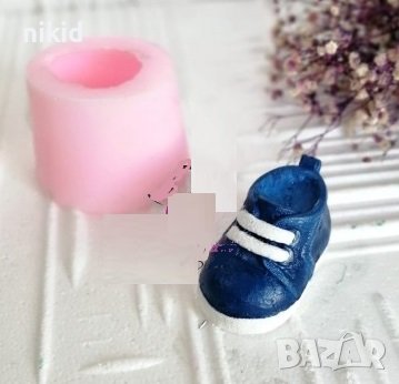 3D бебешка детска обувка буйка пантофка силиконов молд форма калъп гипс фондан свещ декор, снимка 1
