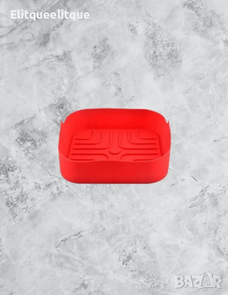 Силиконов съд за AirFryer Rosberg, 20.5x20.5x5.5 см., Черен/ Червен, снимка 1