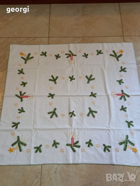 Коледна везана покривка 90х90  10/3, снимка 1