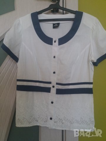 Лятна памучна блуза риза с къс ръкав INFINITE, снимка 1 - Блузи с дълъг ръкав и пуловери - 36853036