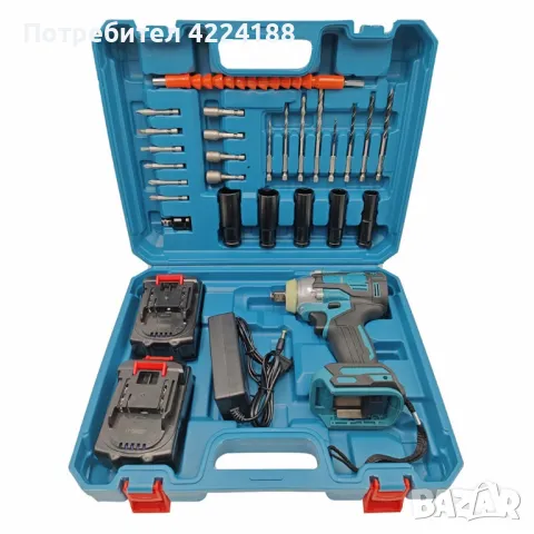 Професионален ударен гайковерт с комплект аксесоари и 2 батерии, снимка 2 - Други инструменти - 49096718