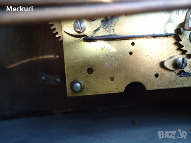 СТАР НАСТОЛЕН КАМИНЕН ЧАСОВНИК-BREVETE S.G.D.G., снимка 12 - Антикварни и старинни предмети - 27408851