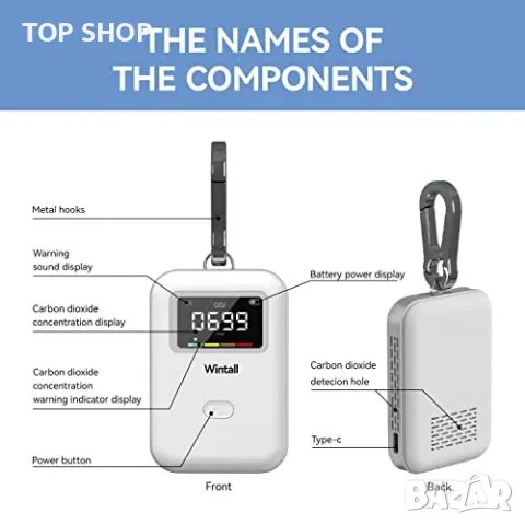 Нов монитор за качеството на въздуха CO2 въглероден оксид детектор, снимка 4 - Други стоки за дома - 49552109