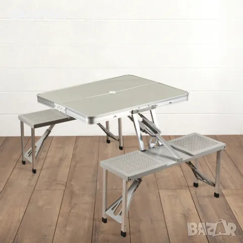 * Нови от ВНОСИТЕЛ Алуминиева сгъваема маса с 4 стола за пикник ,85x67x67 см тип куфар, снимка 10 - Къмпинг мебели - 50102134