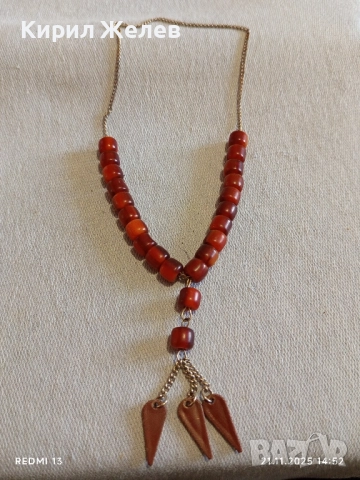 КОЛИЕ с МЪНИСТА от КАРНЕОЛ и ВИСУЛКА СТИЛЕН ДИЗАЙН 12224, снимка 7 - Колиета, медальони, синджири - 52493292