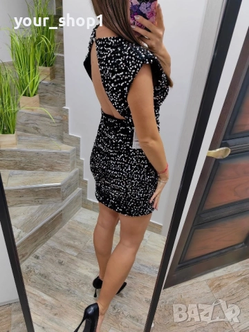 2 цвята елегантна рокля с пайети 