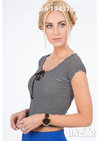 Къс дамски топ в черен цвят BB20312