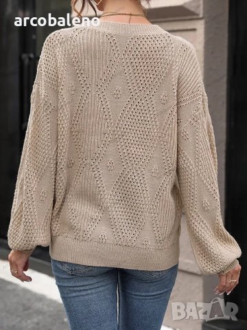 Дамски едноцветен пуловер, снимка 3 - Блузи с дълъг ръкав и пуловери - 43491536