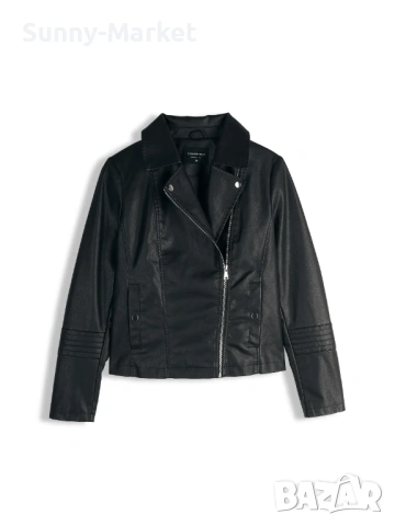 Дамско черно кожено яке, снимка 5 - Якета - 53507971