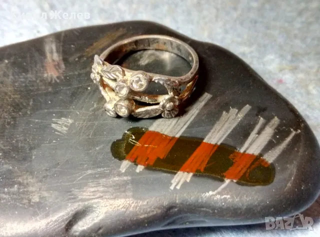 Старинен ФЛОРАЛЕН СКЪПОЦЕНЕН СРЕБЪРЕН ПРЪСТЕН СРЕБРО ВИСОКА ПРОБА с РЪЧНО ФАСЕТИРАНИ ЦИРКОНИ 48254, снимка 3 - Антикварни и старинни предмети - 48986965