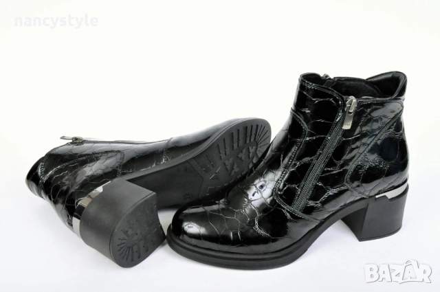 НОВО! Подплатени дамски боти от естествен лак, снимка 4 - Дамски боти - 51997610