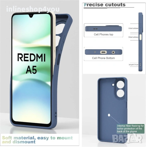 Матов Силиконов Кейс за Xiaomi Redmi A5 - Тъмно син, снимка 5 - Калъфи, кейсове - 53239765