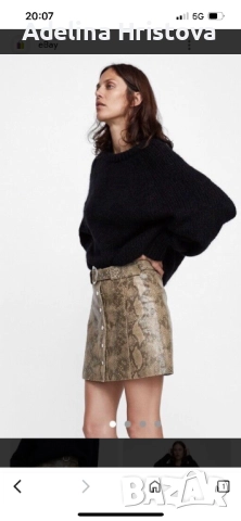 Еко кожа змия пола Zara M, снимка 2 - Поли - 51813376