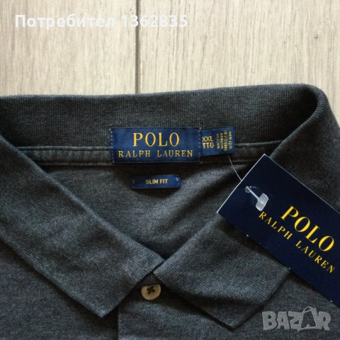 НОВА оригинална сива тениска с яка POLO RALPH LAUREN размер XXL от САЩ, снимка 4 - Тениски - 51903025