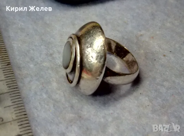 СТАР АРТ НУВО СКЪПОЦЕНЕН СРЕБЪРЕН ПРЪСТЕН СРЕБРО ВИСОКА ПРОБА с ШЛИФОВАН ЛУНЕН КАМЪК 49306, снимка 3 - Антикварни и старинни предмети - 50023473