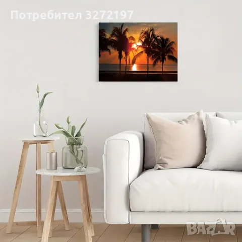 Картина на платно с дървена рамка-Морски залез,30x40 см., снимка 5 - Картини - 48464095