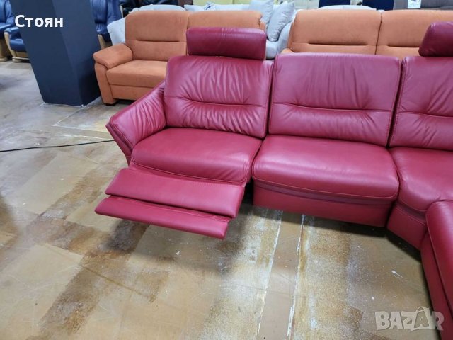 Червен кожен ъглов диван "HUKLA HU-SF15058" с ел.релакс, снимка 5 - Дивани и мека мебел - 39688909