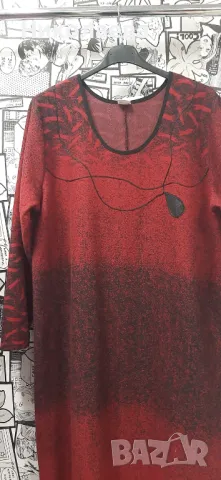 Макси Дълга Стилна Рокля в червено и черно-Размер 58 !, снимка 4 - Рокли - 48024558