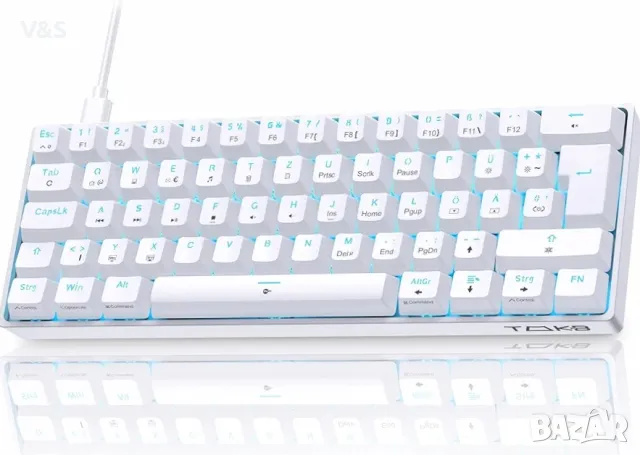  Геймърска клавиатура TMKB60 процента, ултракомпактна LED подсветка, 68 клавиша, механична клавиатур