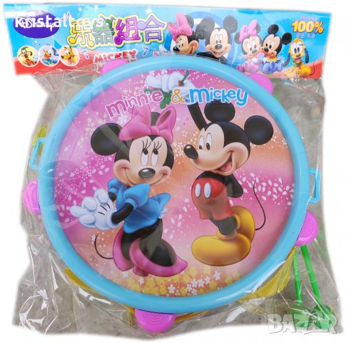 Детска играчка Барабан с палки и картинка на Мики Маус, снимка 1