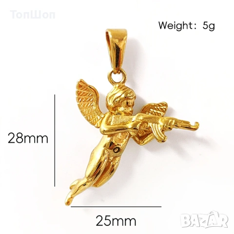 Колие Ангел с Ак-47 автомат - 2 модела, снимка 4 - Колиета, медальони, синджири - 53533824