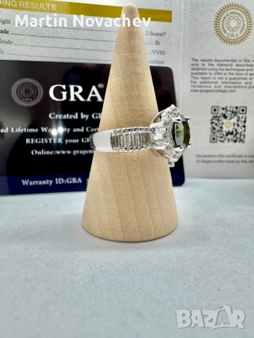 Сребърен пръстен с мойсанит (Диамант) 2 карата, снимка 4 - Пръстени - 51695751