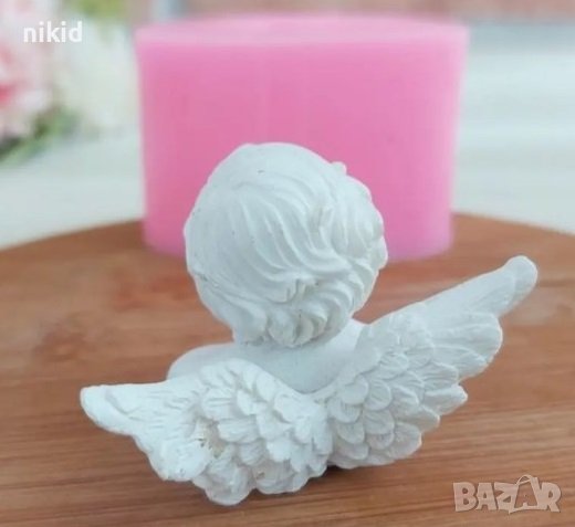 3D Ангел Ангелче с наклонена главичка силиконов молд форма калъп фондан гипс свещ, снимка 2 - Форми - 38108351