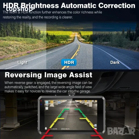 НОВ Dash Cam, DVR, автомобилна камера Miden S7 2.5K, предна и задна, 64GB, Full HD, 3.2 инча, снимка 2 - Аксесоари и консумативи - 50556526