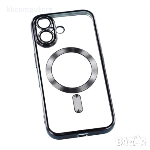 Силиконов кейс bSmart Chrome Magsafe с протектори за камерите, За iPhone 17 (6.3), Черен и Протектор, снимка 3 - Резервни части за телефони - 51795303