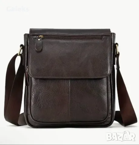 Мъжка кожена чанта през рамо с Творческа визуализация (в Черно и Кафяво)!, снимка 2 - Чанти - 49902532