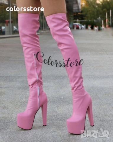 Чизми на ток - розова кожа - GSB3