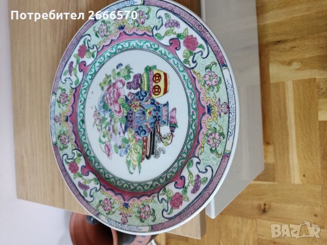 Стара китайска чиния с маркировка, снимка 1 - Антикварни и старинни предмети - 34892889