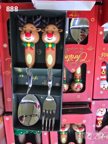 коледни прибори за хранене , снимка 2 - Прибори за хранене, готвене и сервиране - 52419809