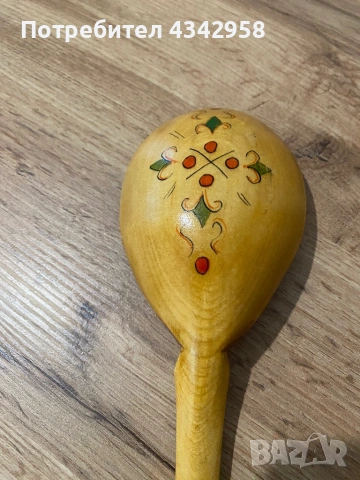 Винтидж дървена декоративна лъжица – ръчно рисувана ., снимка 2 - Антикварни и старинни предмети - 53177717
