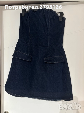 Дънкова рокля без презрамки , снимка 3 - Рокли - 52669674