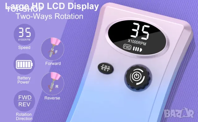 Акумулаторна пила за нокти Cadrim с аксесоари, снимка 13 - Електрически пили за пети - 48668308