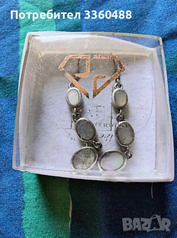 сребърни обеци с седеф, снимка 2 - Обеци - 51044155