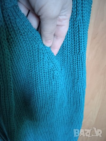 Дълъг плетен зелен елек , снимка 4 - Елеци - 43657832