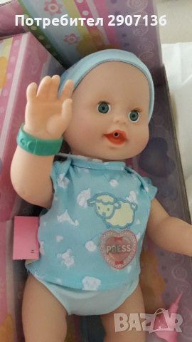 Бебе с много функции и батерии, плаче, храни се с шише,смее се,може да движи само ръце и крака , снимка 5 - Кукли - 34923469