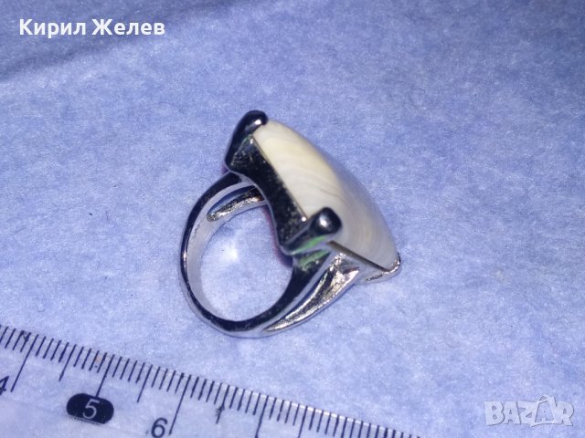 ЕФЕКТЕН СРЕБРИСТ МЕСИНГОВ ВИНТИДЖ МОДЕЛ ПРЪСТЕН с ШЛИФОВАН МИНЕРАЛ 36606, снимка 12 - Пръстени - 39754379