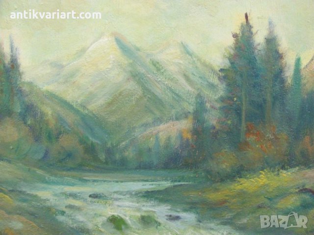 50-те Антикварна Картина масло Н.Илиев, снимка 2 - Картини - 26213253