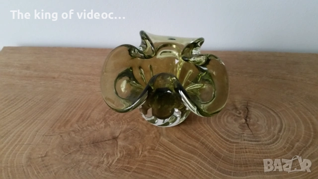 Стъклен масивен пепелник от 90-те години , снимка 2 - Декорация за дома - 53508500