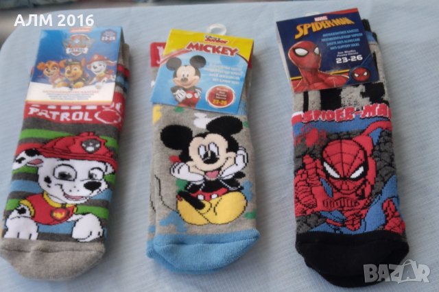 Детски термо чорапи с гумички,против пързаляне Спайдърмен, Мики и Мини, Пес Патрул и Пепа Пиг, снимка 9 - Чорапи - 37900974