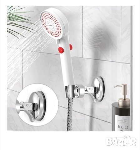 Стойка за душ слушалка, вендуза, регулируема, пластмасова, сребриста, снимка 4 - Други стоки за дома - 53504775